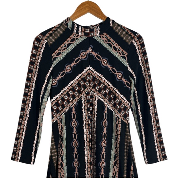 Free People Stella Black Combo Mini Dress Size S Small Retro Inspired Geometric - Picture 3 of 8